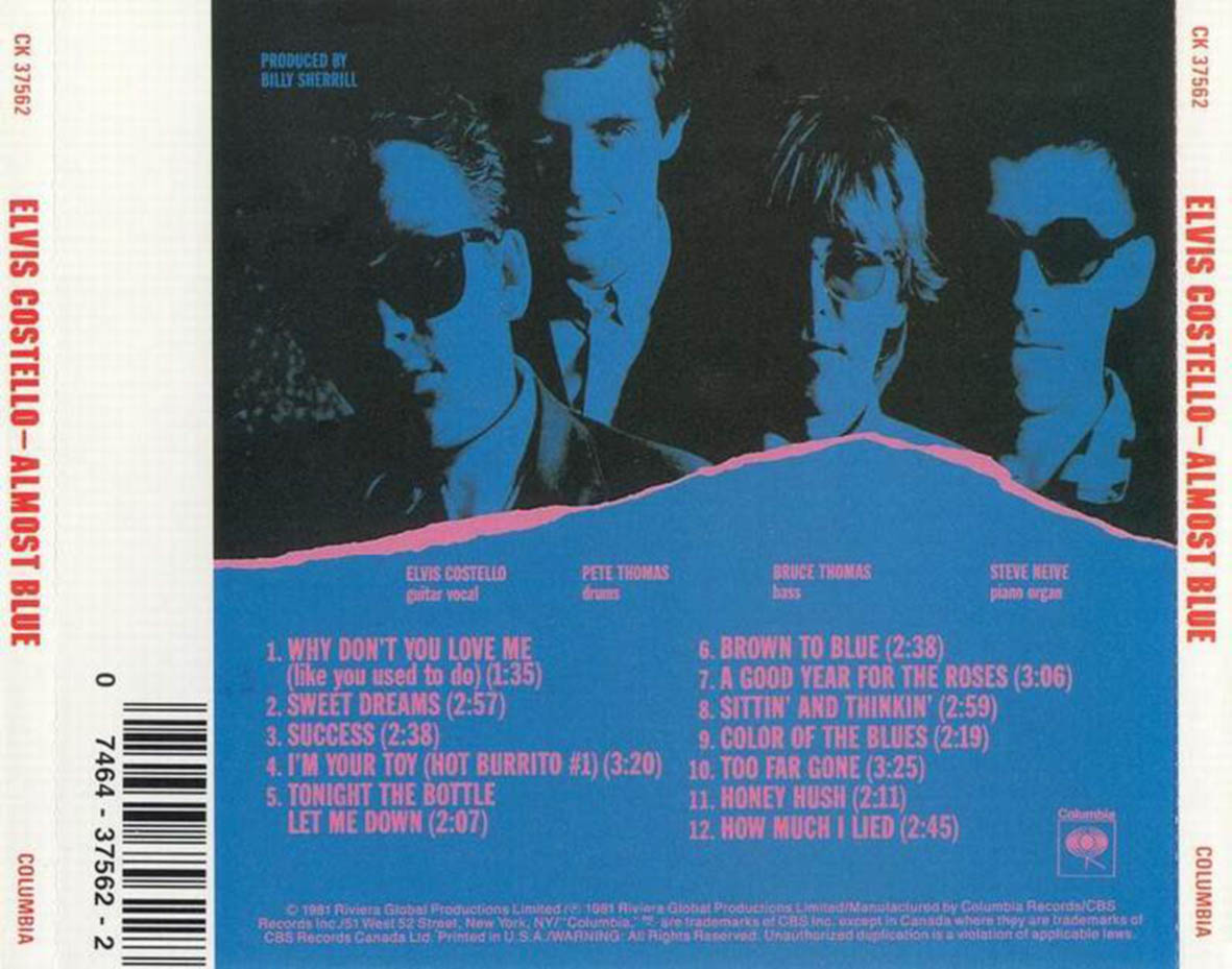 Elvis Costello  Almost Blue : Back